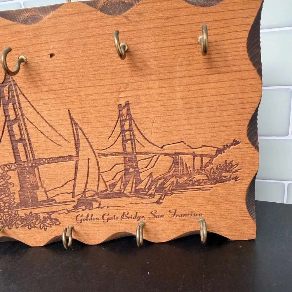 Vintage Redwood Golden Gate Bridge Key Holder Muir Woods‎